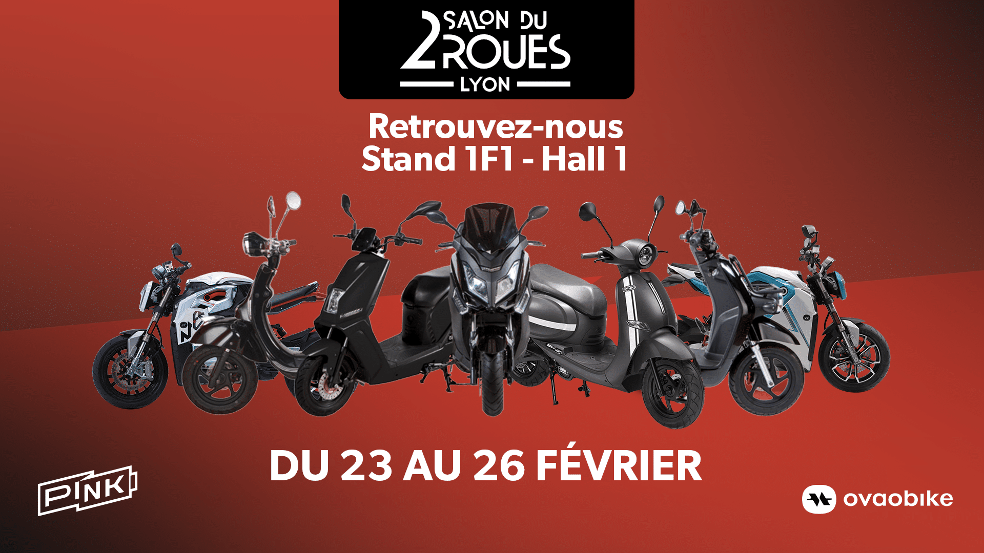 La gamme Pink est à découvrir Salon-du-2-roues-Lyon Pink Mobility présente sur le salon du 2roues de Lyon du 23 au 26 février